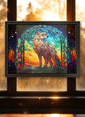 White Wolf Suncatcher | Handmade Stained Glass Style Fantasy Art
