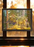 Wolf Pack Suncatcher | Handmade Stained Glass Style Fantasy Art