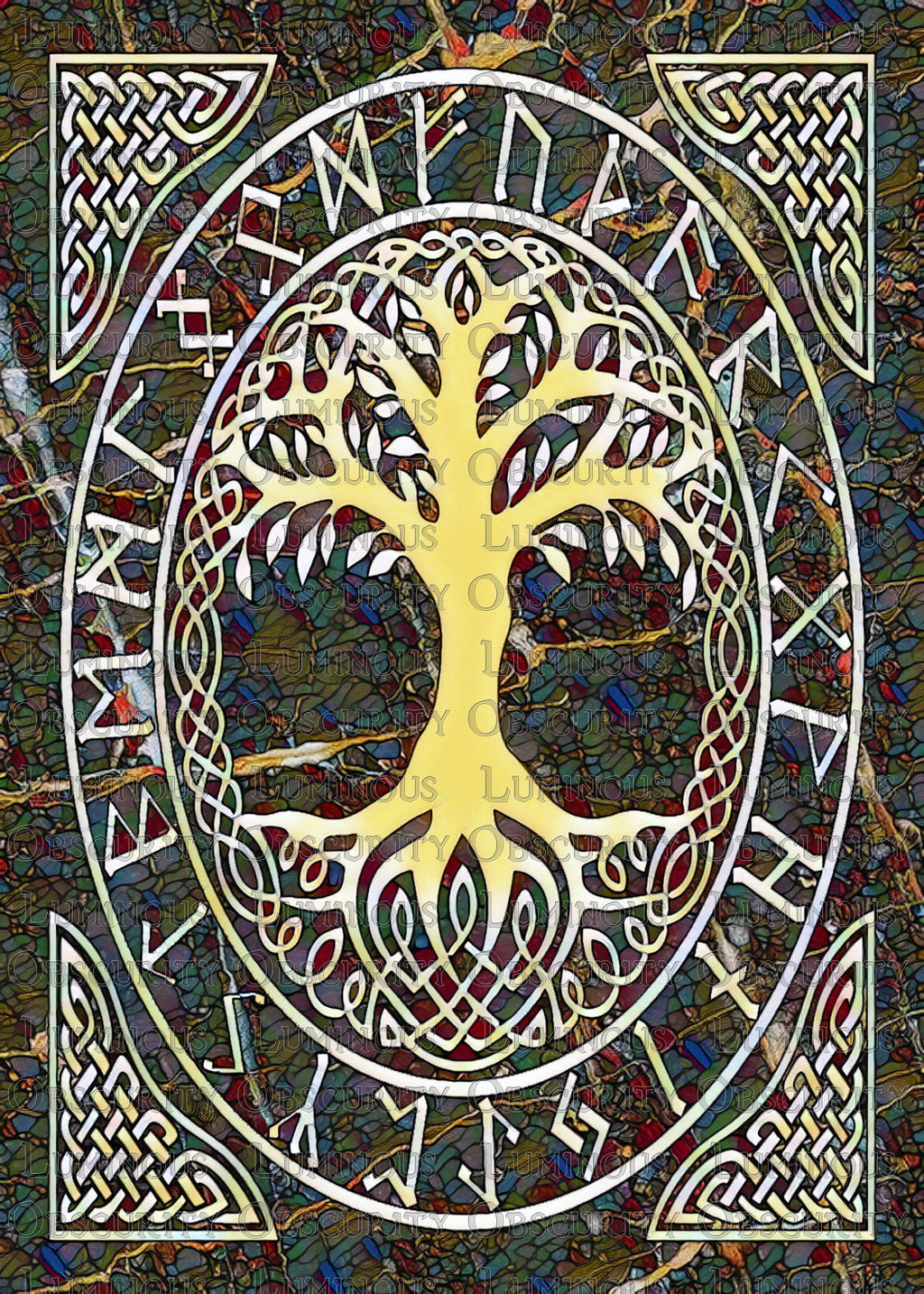 Yggdrasil Suncatcher | Handmade Stained Glass Style Norse Art