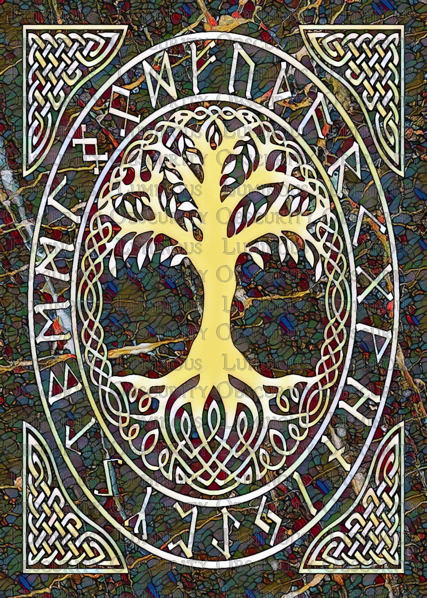 Yggdrasil Suncatcher | Handmade Stained Glass Style Norse Art