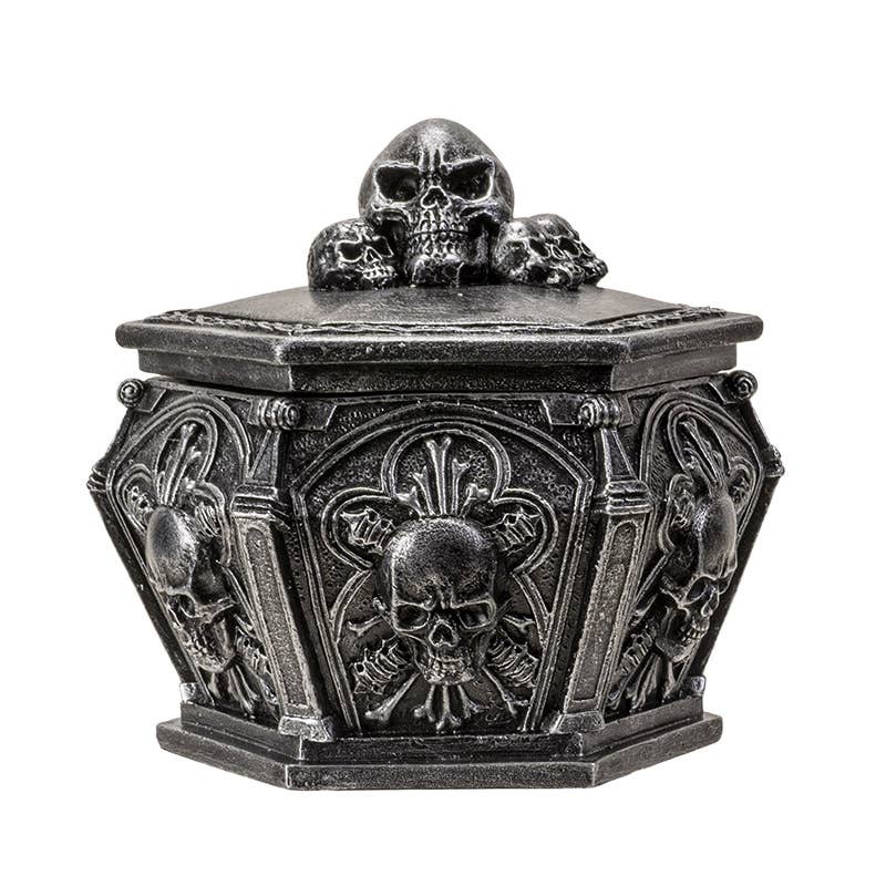 Skull Ossuary Box | Gothic Cold Cast Resin Decor | Trinket & Storage Box