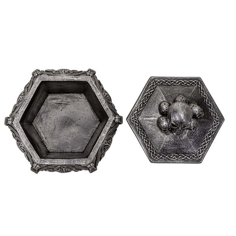 Skull Ossuary Box | Gothic Cold Cast Resin Decor | Trinket & Storage Box