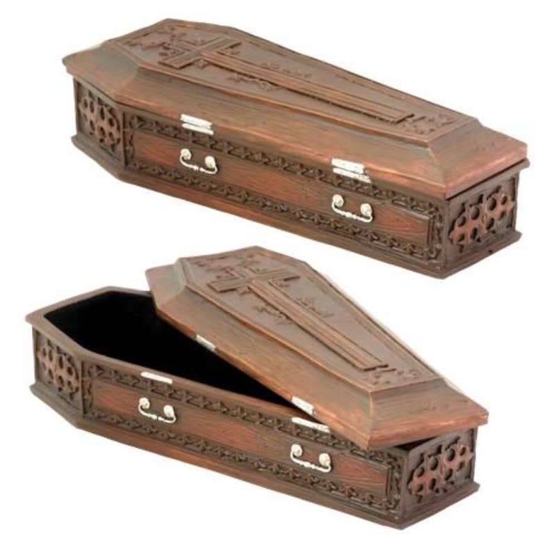 Vampire Coffin Box | Gothic Cold Cast Resin Coffin | Trinket & Keepsake Box