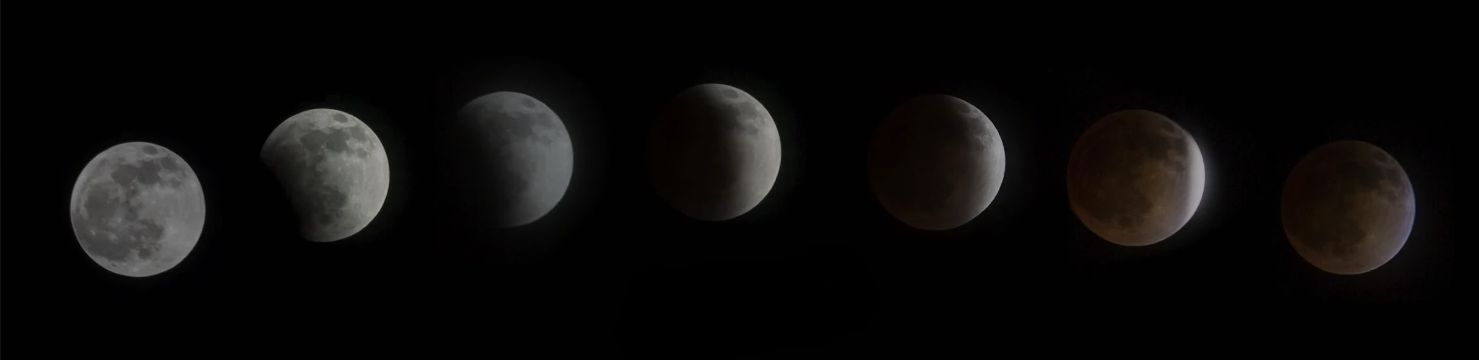 Website header for 'Luminous Obscurity' with moon phases and navigation menu.