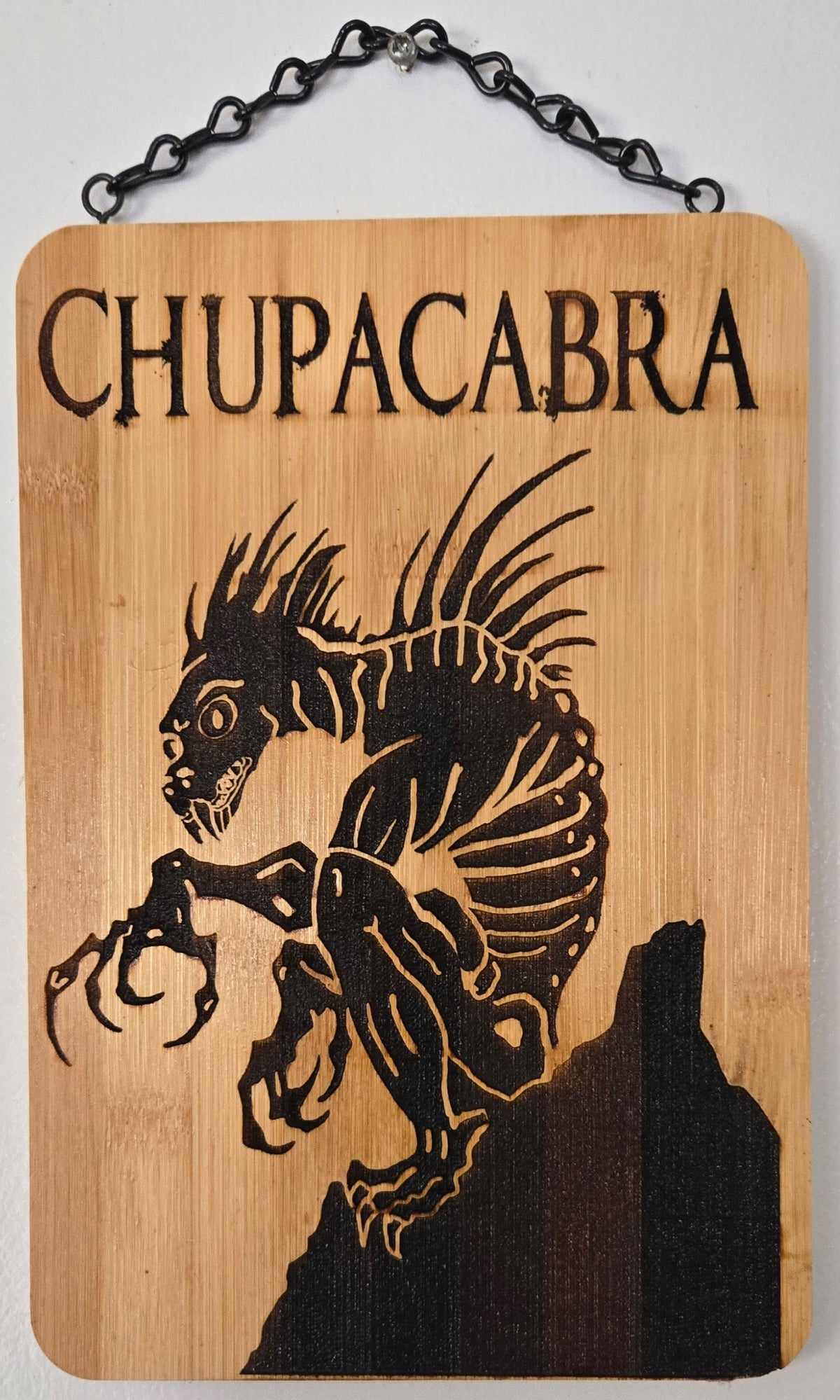 Chupacabra | Laser Engraved Wall Sign | Cryptid Gothic Home Decor