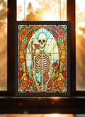 Skeleton Suncatcher | Handmade Stained Glass Style Gothic Art